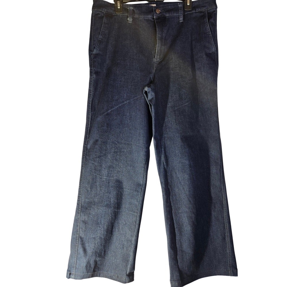 A New Day Womens Wide Leg Denim Pants Dark Wash Stretch Trousers Size 18
